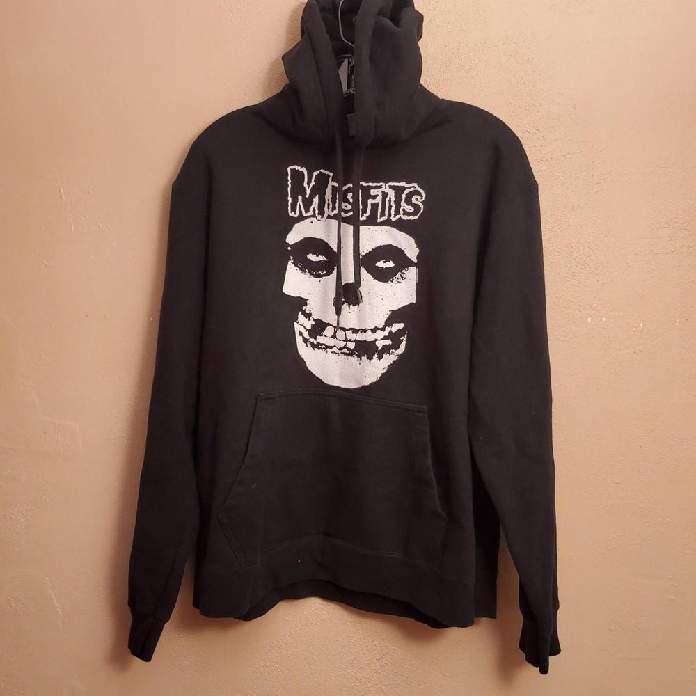 Black Misfits hoodie with white skull graphic